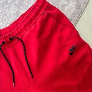 Nike Red Men's Joggers Sweatpants with Black Logo